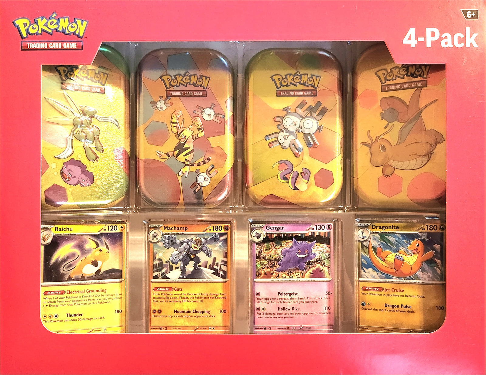 Pokémon 4 Mini Tins + 4 Promo Cards Bundle (Dragonite, Magneton, Electabuzz, and Scyther) (SEALED)