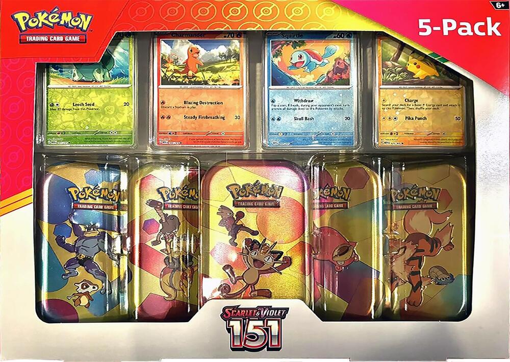 Pokemon Scarlet & Violet - 151 5-pack Mini Tins (Machamp, Kadabra, Meowth, Slowpoke, Arcanine) (SEALED)