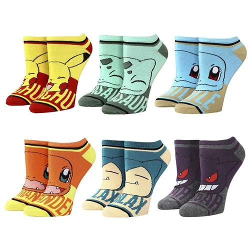 Pokemon Character Names Youth Ankle Sock 6-Pack